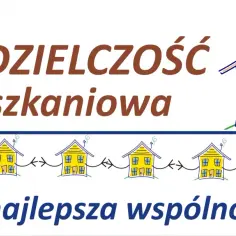 Ilustracja z napisem "Spółdzielczość mieszkaniowa - to najlepsza wspólnota!" i rysunkami domków.