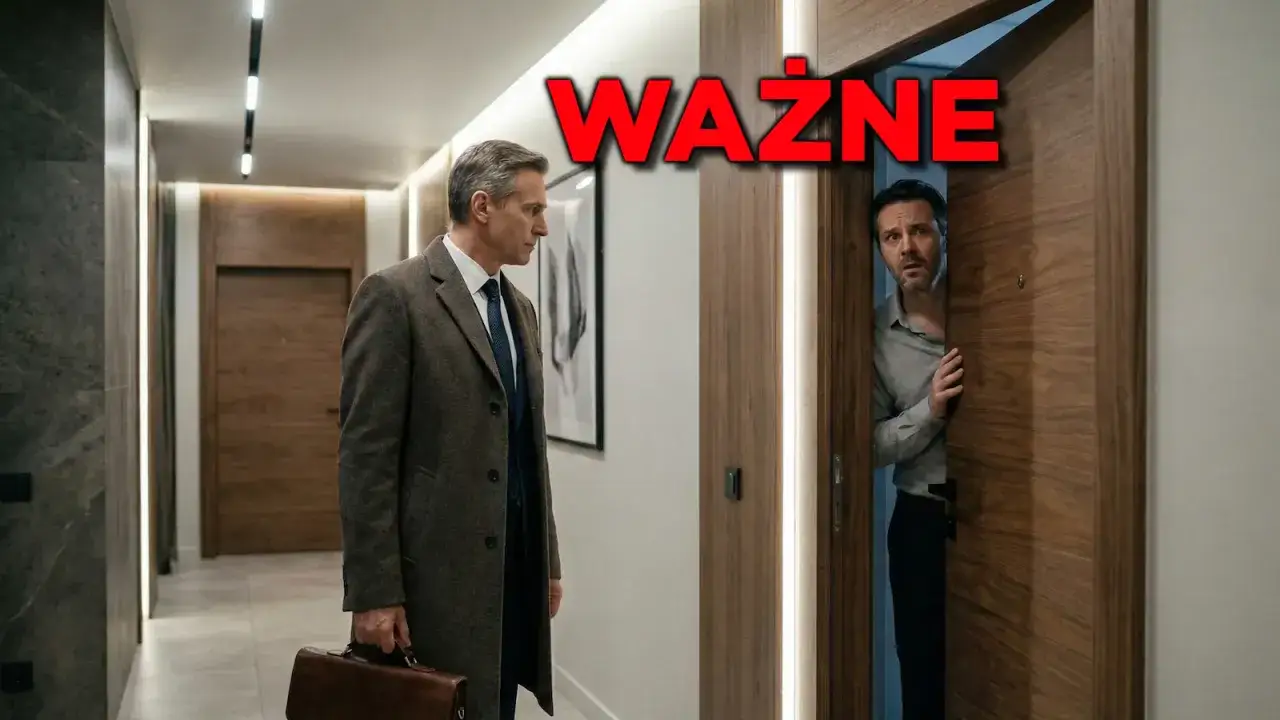 Mężczyzna w płaszczu z teczką stoi przed drzwiami, z których wychyla się inny mężczyzna. Czy nadzór budowlany może wejść do mieszkania?